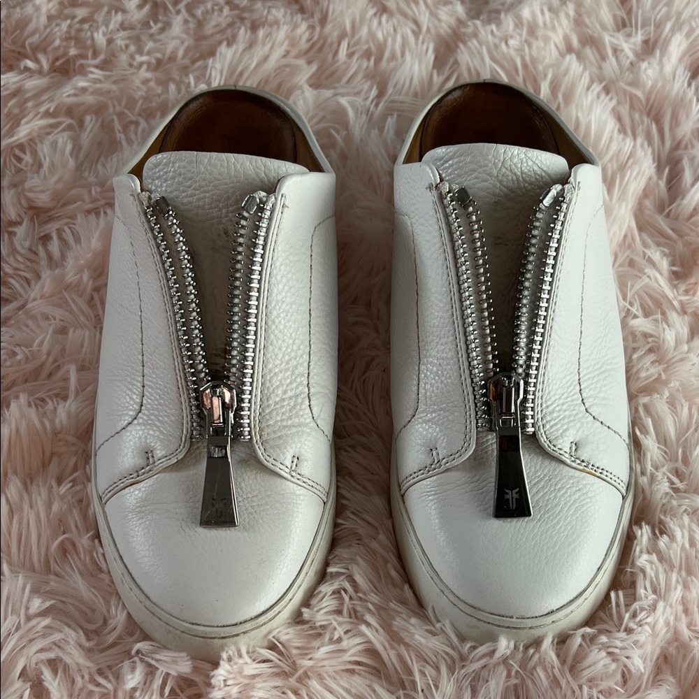 Frye Lena Zipper Mule White Leather - Picture 3 of 4